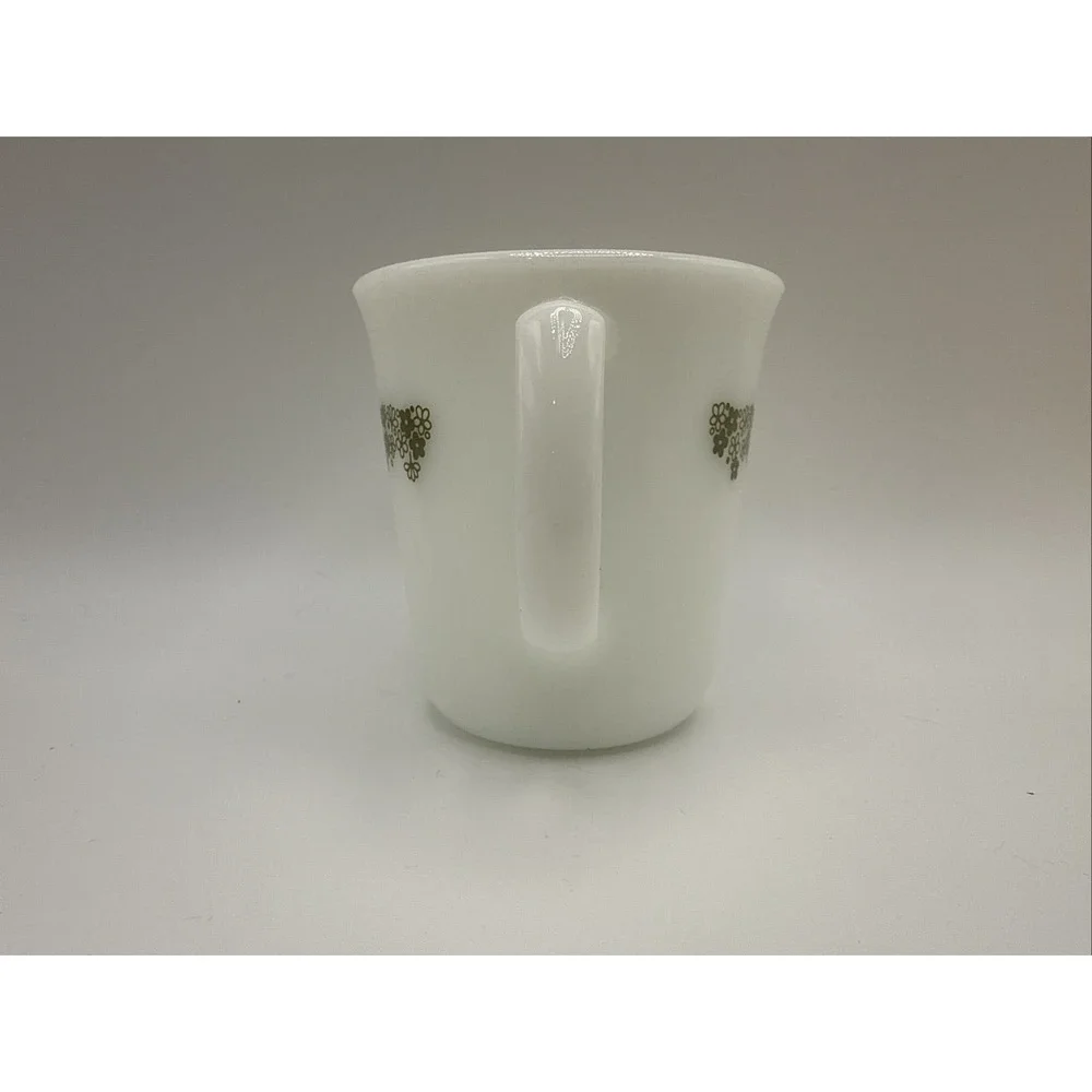 Pyrex Milk White Creamer Spring Blossom Green Crazy Daisy Design Vintage MCM